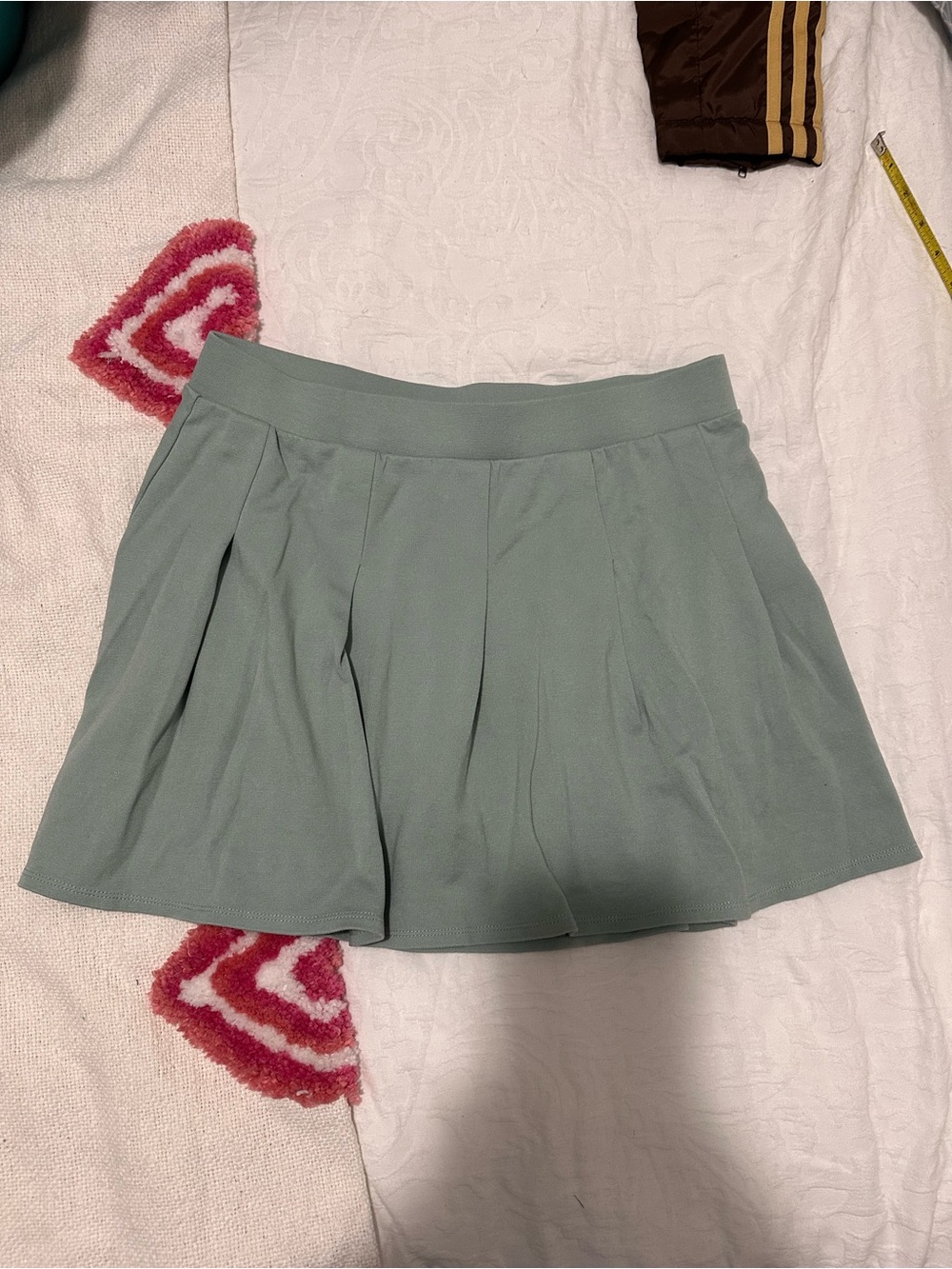 Pleated Mini Skirt in Sage Green